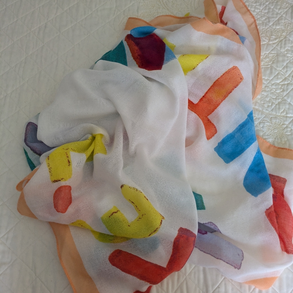 Colorful Lettered Scarf - Picture 6 of 6